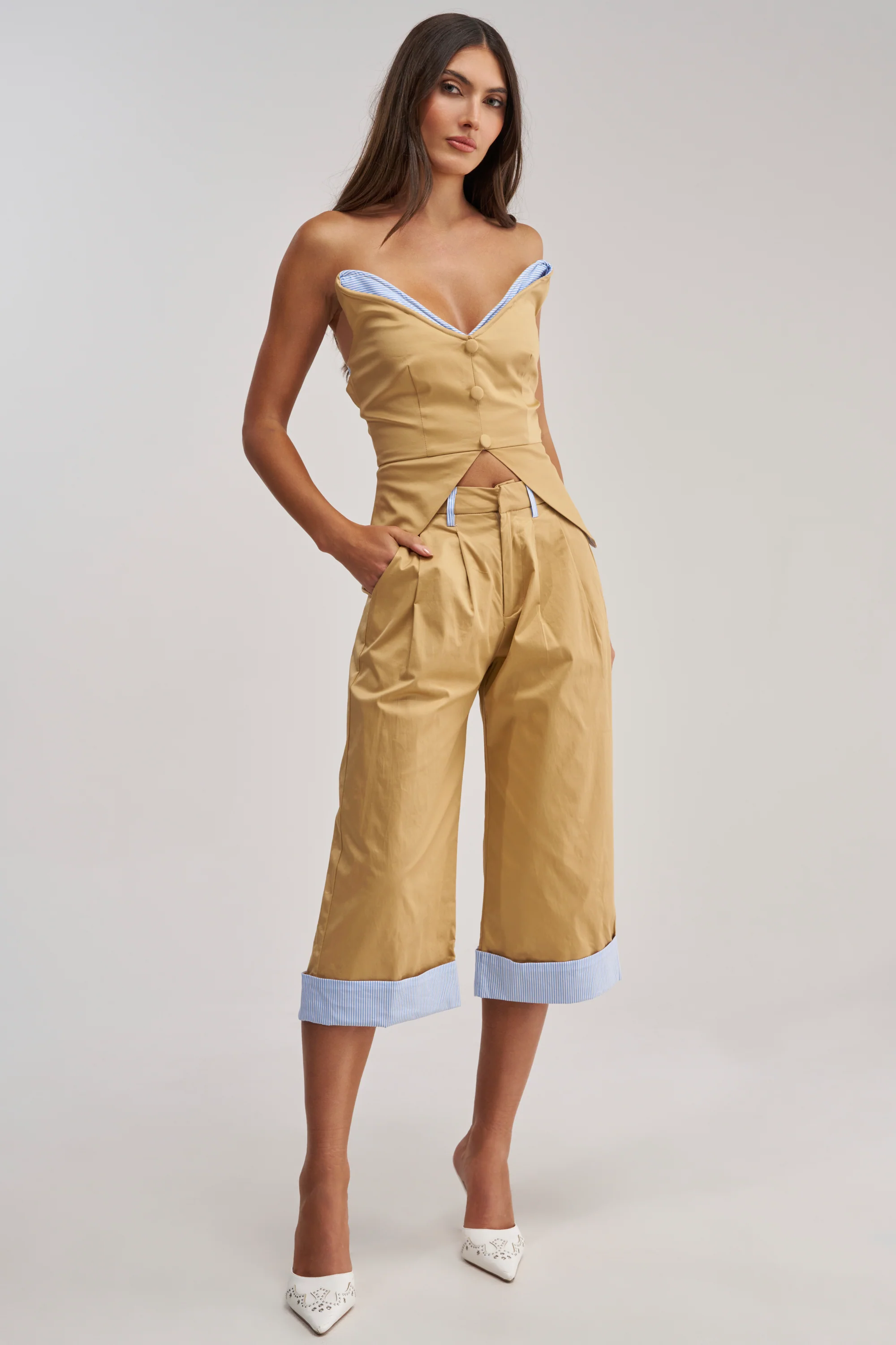 TOP TIER POPLIN TRIM PANT - Akira Store