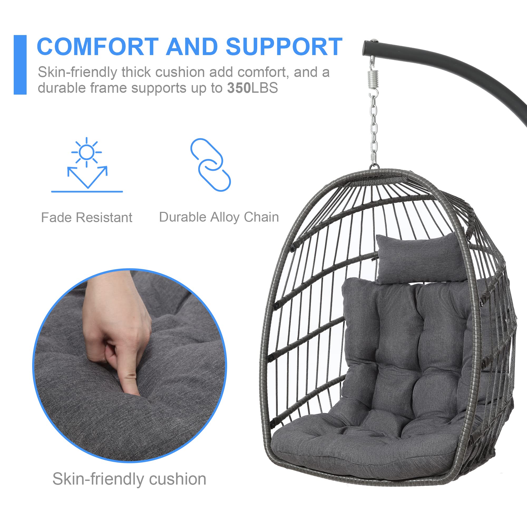 LEYCAY Egg Chair with Stand. Hanging Egg Swing Hammock Chair