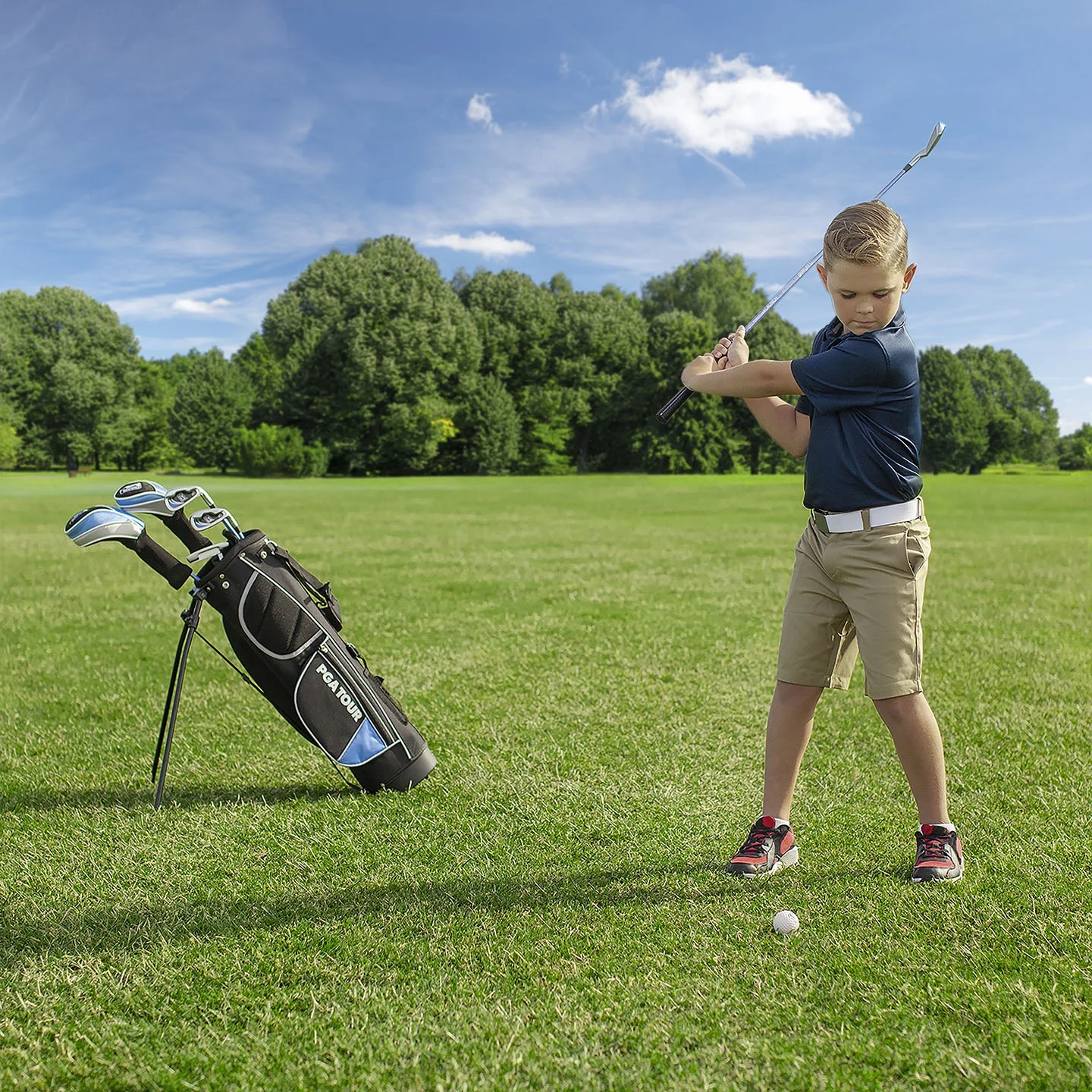 Right-Handed 10 Piece Kids Golf Club Stand Bag Set; Player Height 4'8 5'2", Ages 8-12(Right-Handed/10/Blue) - Image 9