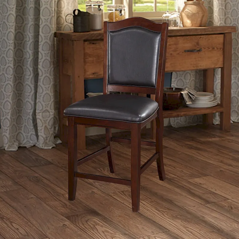 Upholstered Counter Height Chairs Espresso Wood with Faux Leather
