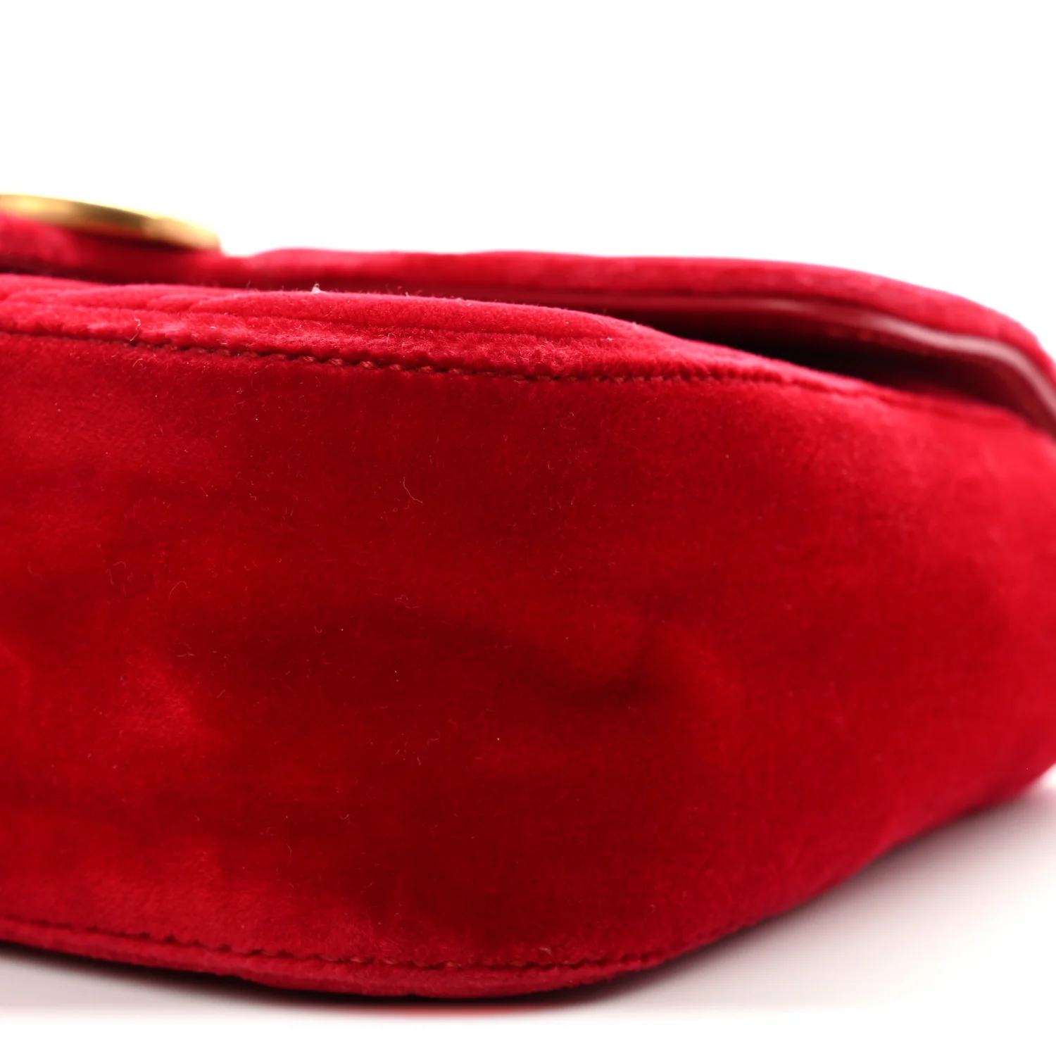 Velvet Matelasse Mini GG Marmont Shoulder Bag Hibiscus Red