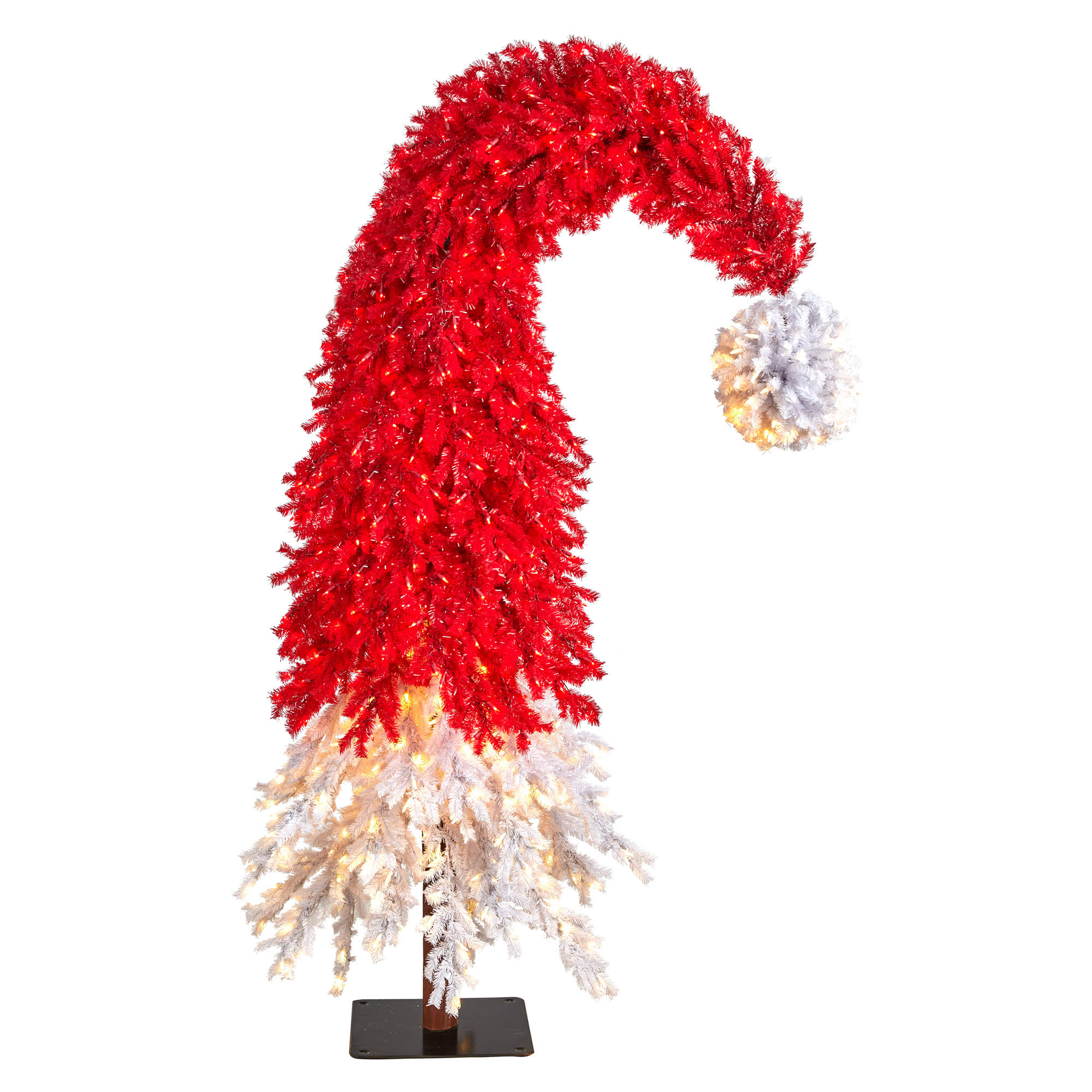 Nearly Natural 9' Holiday Red Santa Hat Christmas Tree with 600 LED Lights and 1992 Bendable Branches
