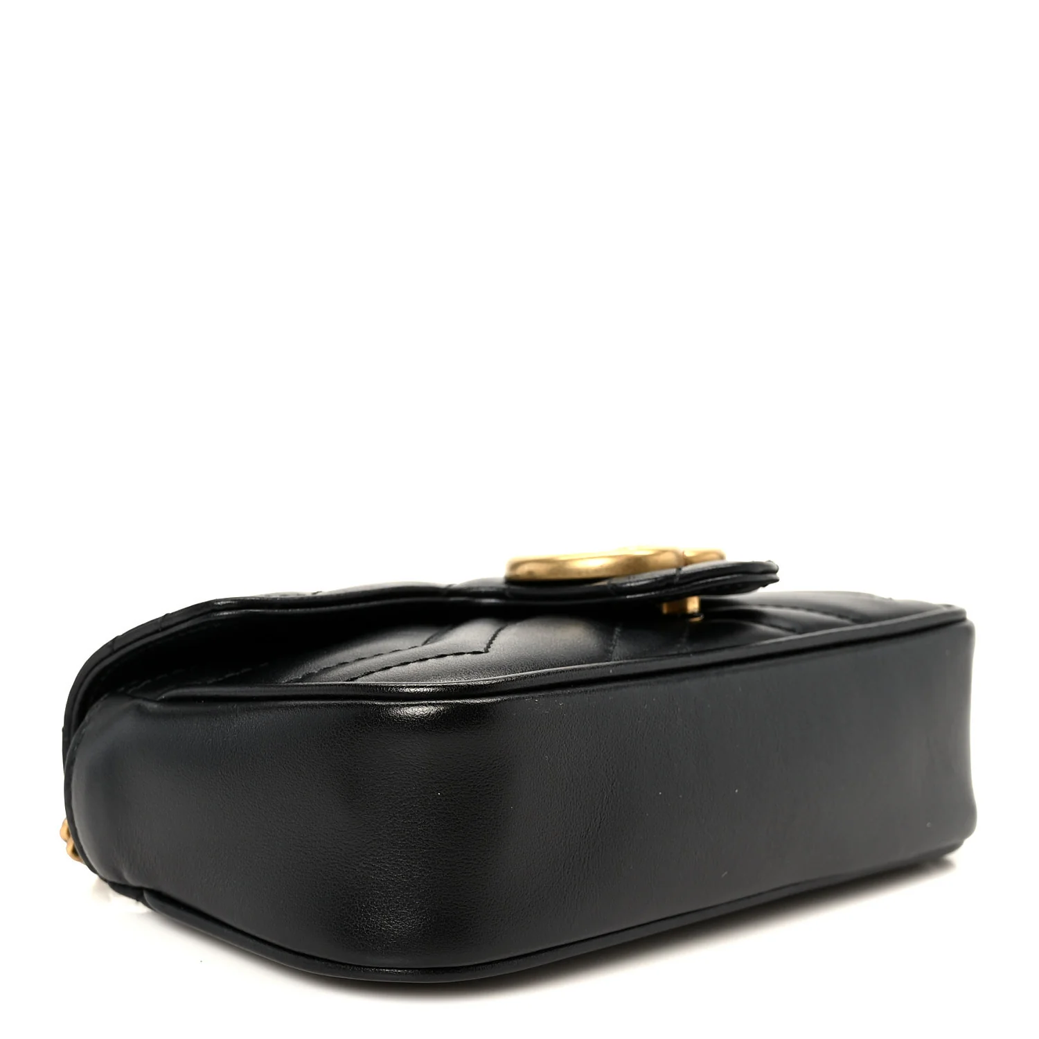 Calfskin Matelasse Super Mini GG Marmont Shoulder Bag Black