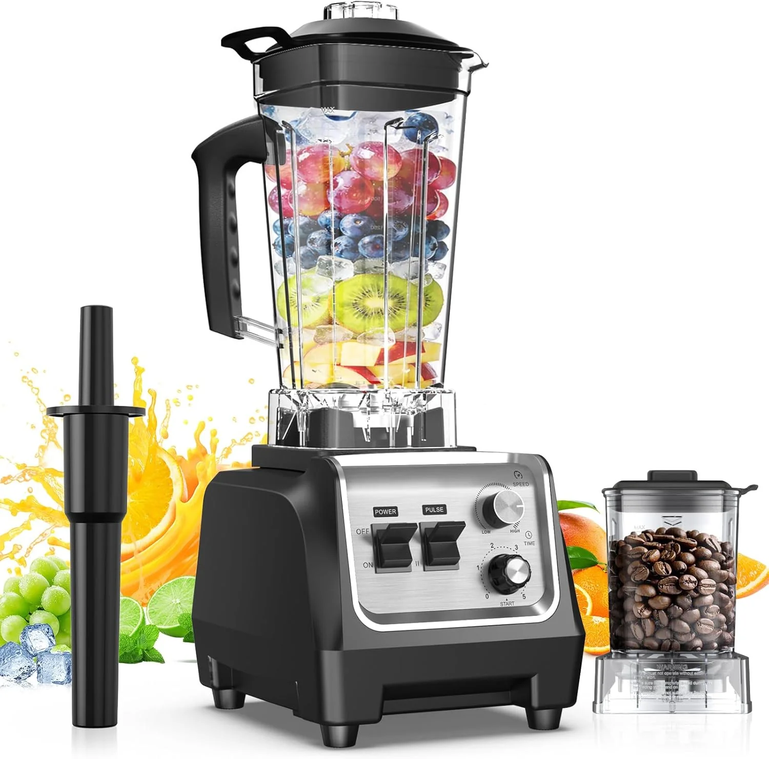 Blender 1800 W pour smoothies, grande capacité (70 oz), avec bol broyeur de 20 oz - 28 000 tr/min, idéal pour piler la glace, préparer des boissons glacées, des milkshakes et des purées.