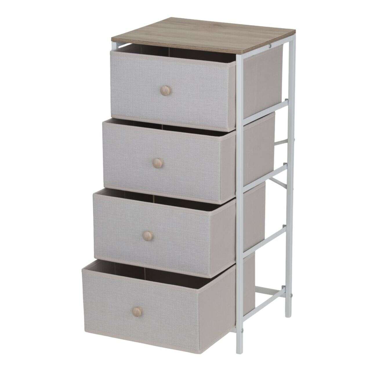 Console de rangement Gabrielle 4 tiroirs en bois blanc et naturel 35xP30xH75cm