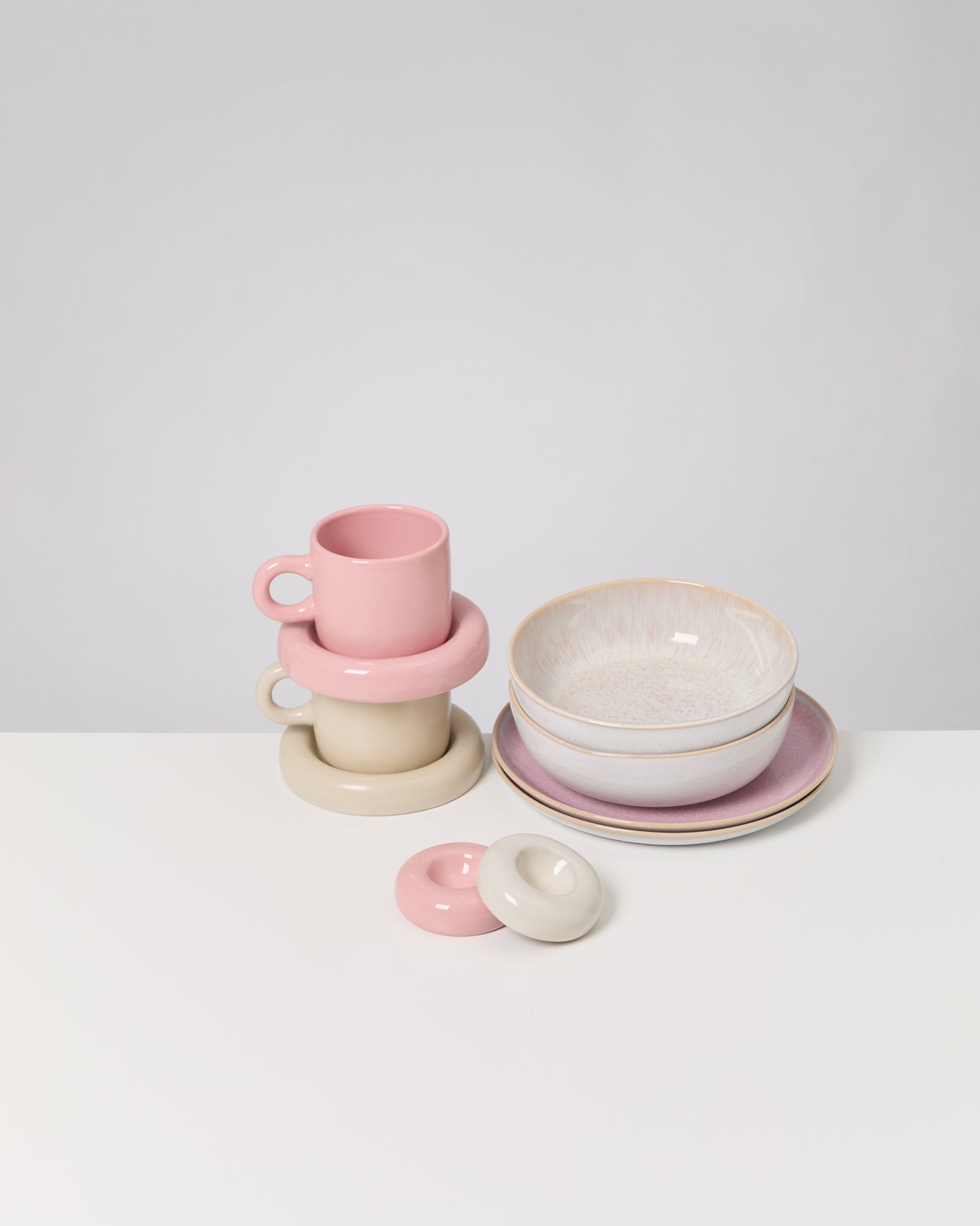 TABLEWARE SET MORNING BLUSH PINK SAND 8 PIECES