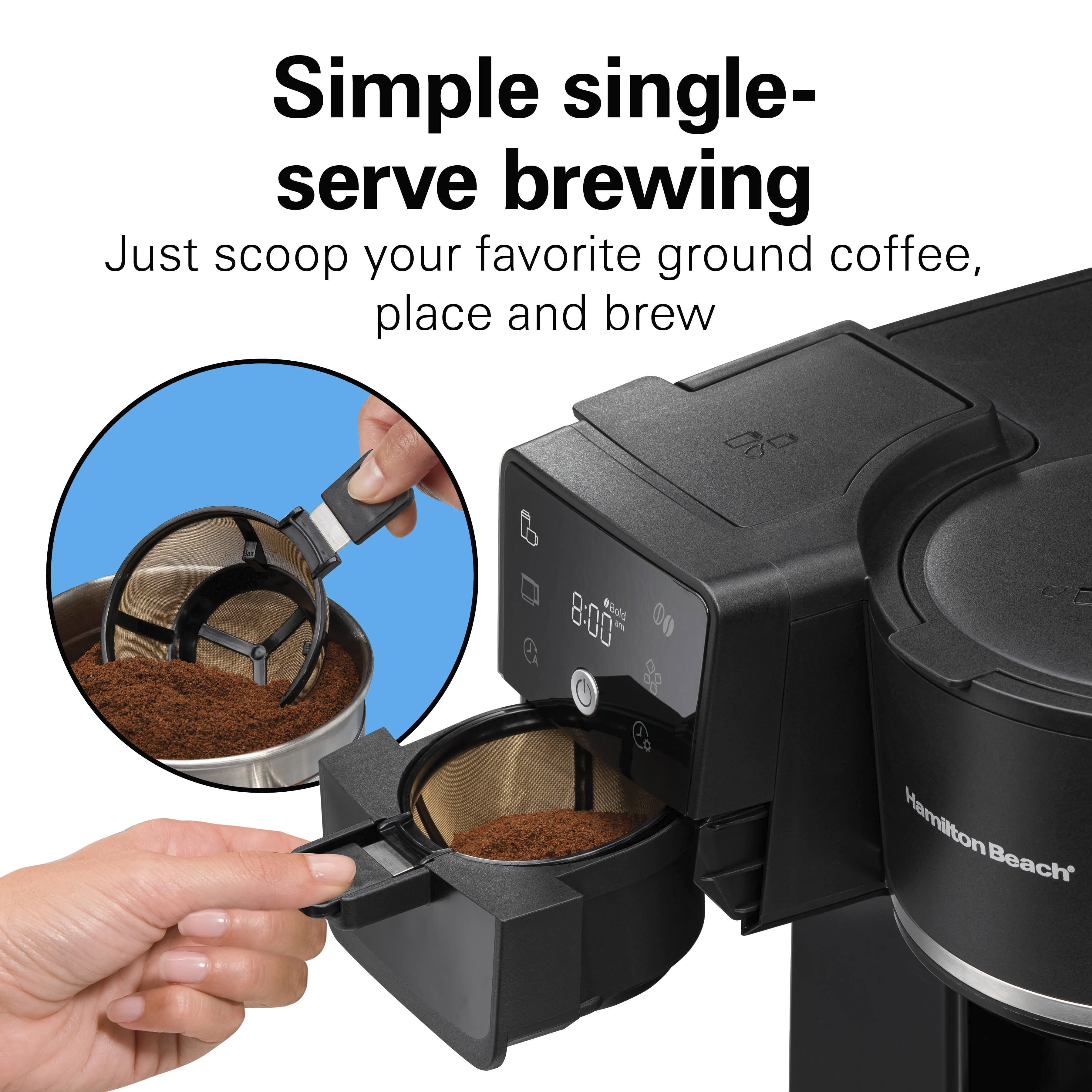 Hamilton Beach 2 - Way Programmable Iced/Hot Coffee Maker, Single - Serve and 12 Cup Glass Carafe, 47501J