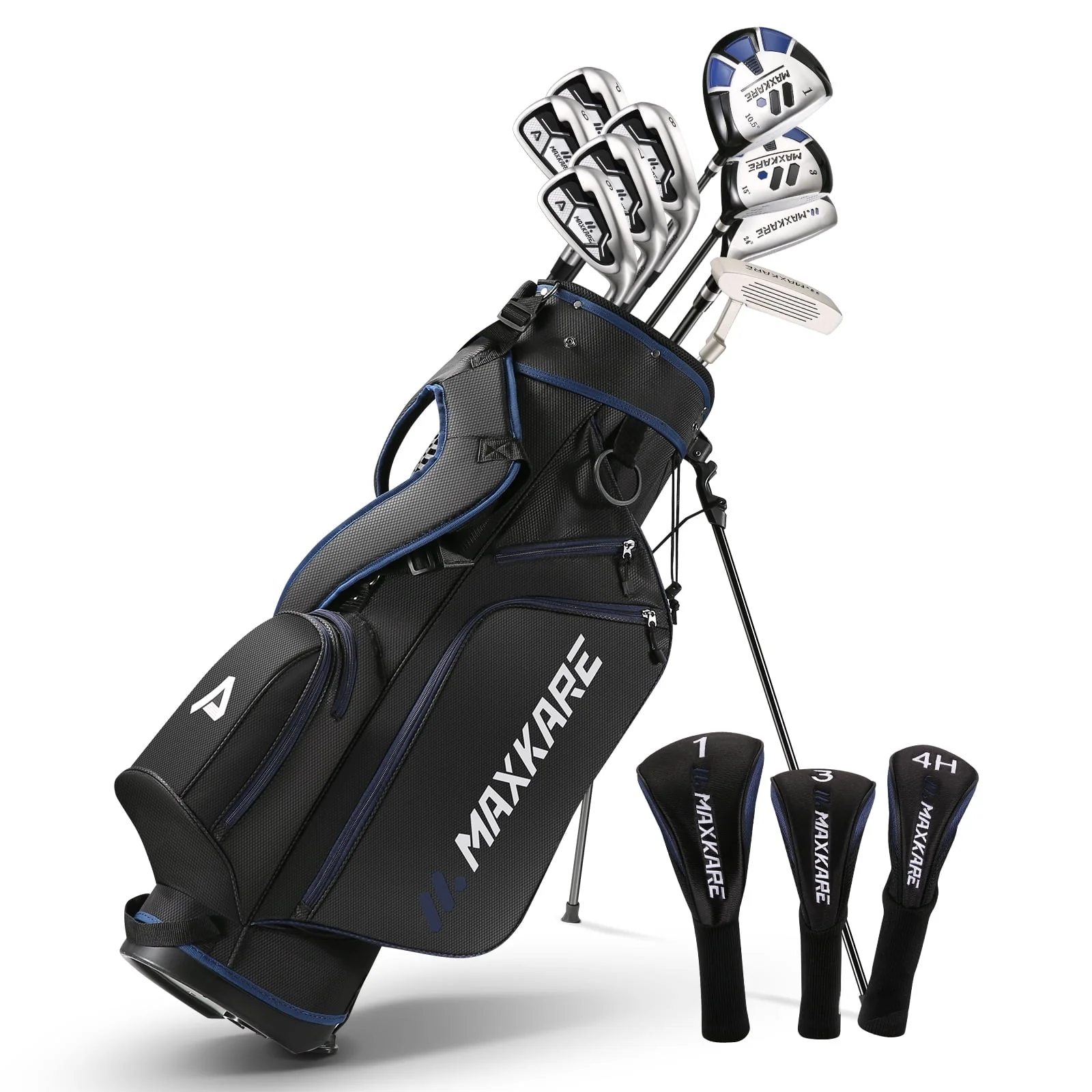 Complete Golf Clubs Set Golf Men's Regular 13 Piece Complete Set Includes Driver, Fairway Wood, Hybrids, 6 9 Irons, PW, Putter, Stand Bag, 3 Head Covers Right Hand