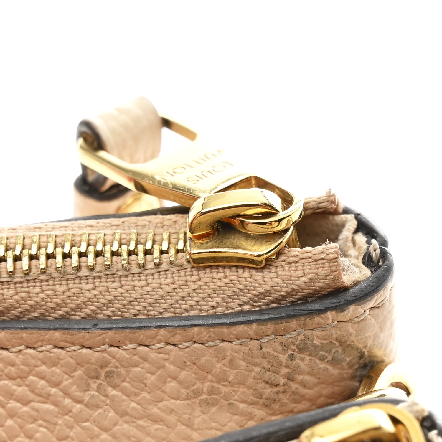 Empreinte Double Zip Pochette Beige Rose Creme