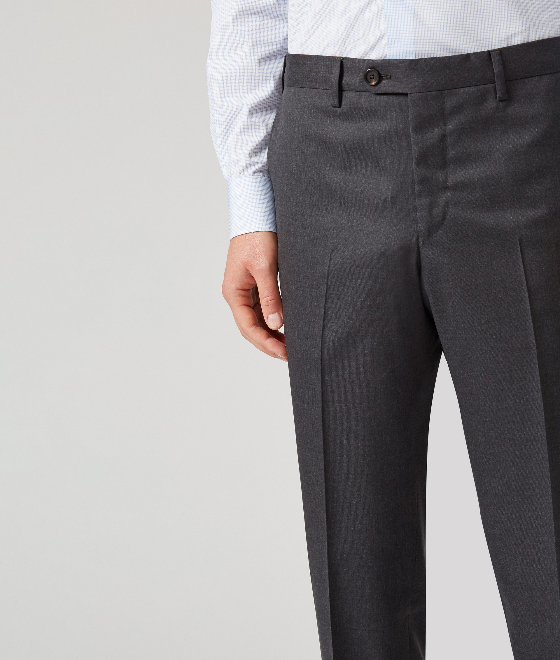 CLASSIC PANTS IN PURE WOOL WITH FRONT CREASE DARK GREY