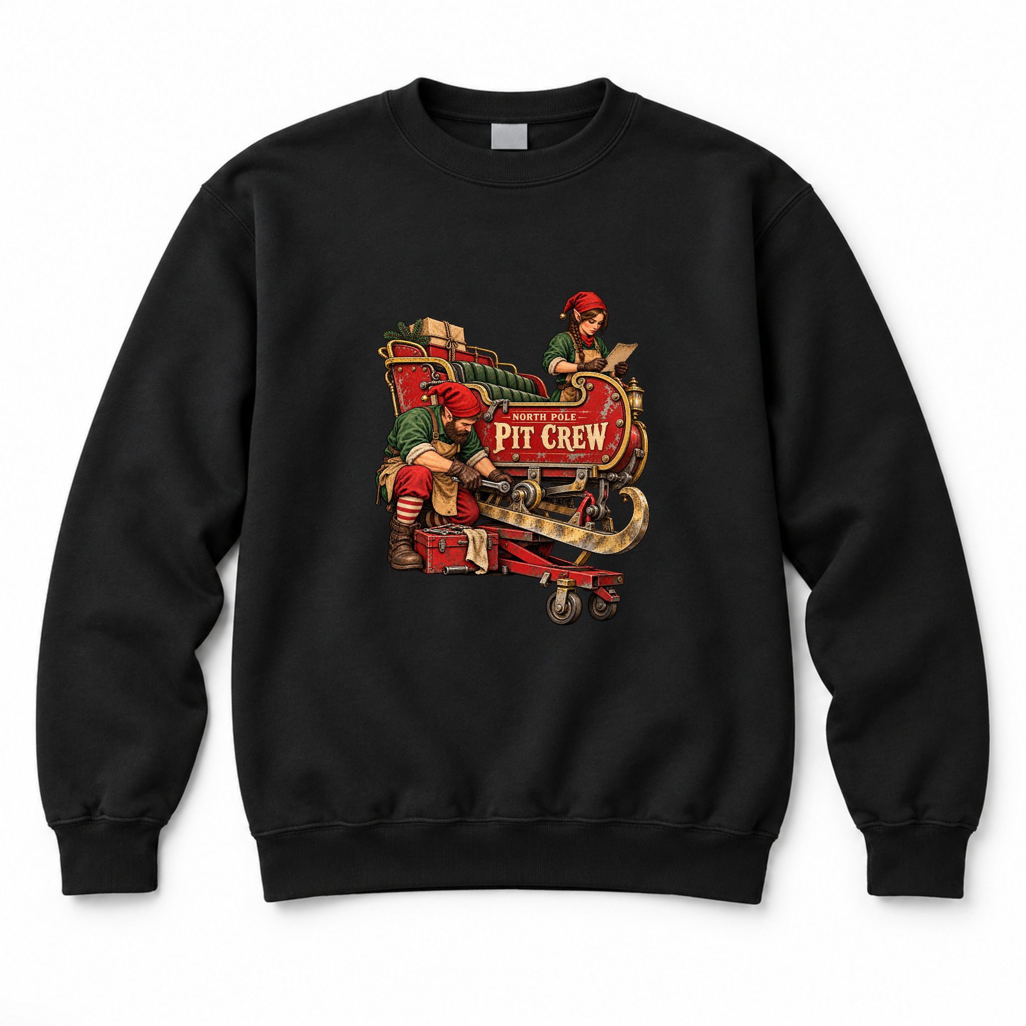 North Pole Pit Crew Sleigh Crewneck Sweatshirt