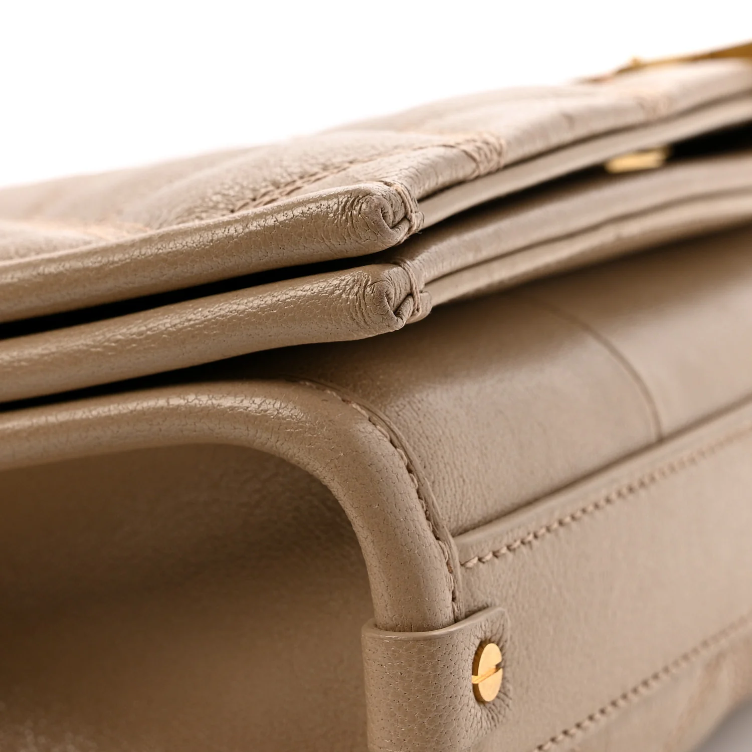 Lambskin Quilted Mini Becky Chain Bag Dark Beige