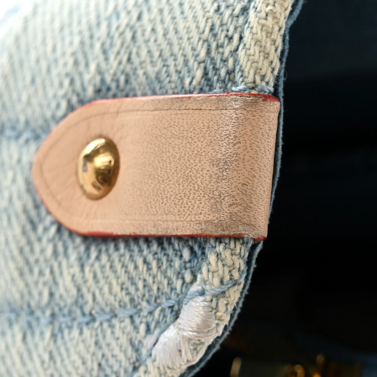 Embroidered Monogram Denim New Wave Chain Pochette Blue