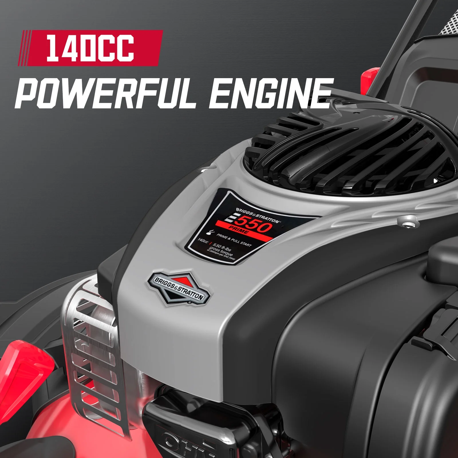 3-in-1 Gas Powered Self-Propelled Lawn Mower with 140CC Engine 22-inch,6-Position Height Adjustment - Image 5