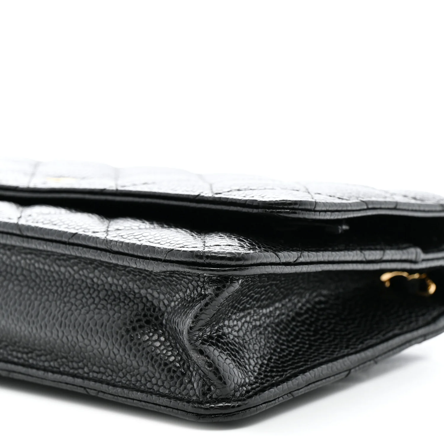 Caviar Quilted Wallet on Chain WOC Black