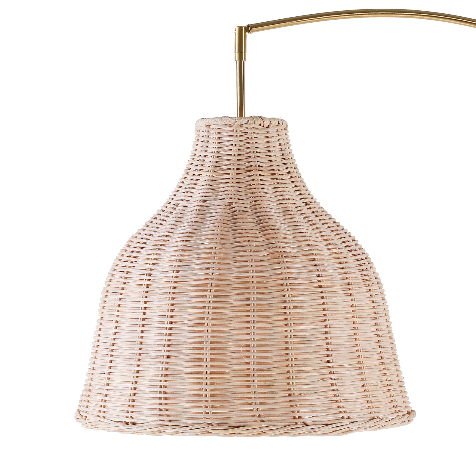 72 inch Arched Rattan Floor Lamp, Fabric Retro Boho Farmhouse Rustic Standing Lamp for Living Room, Bedroom, Office, 9W Foot Switch 3 Color Temperature, Gold(Gold) - Image 7