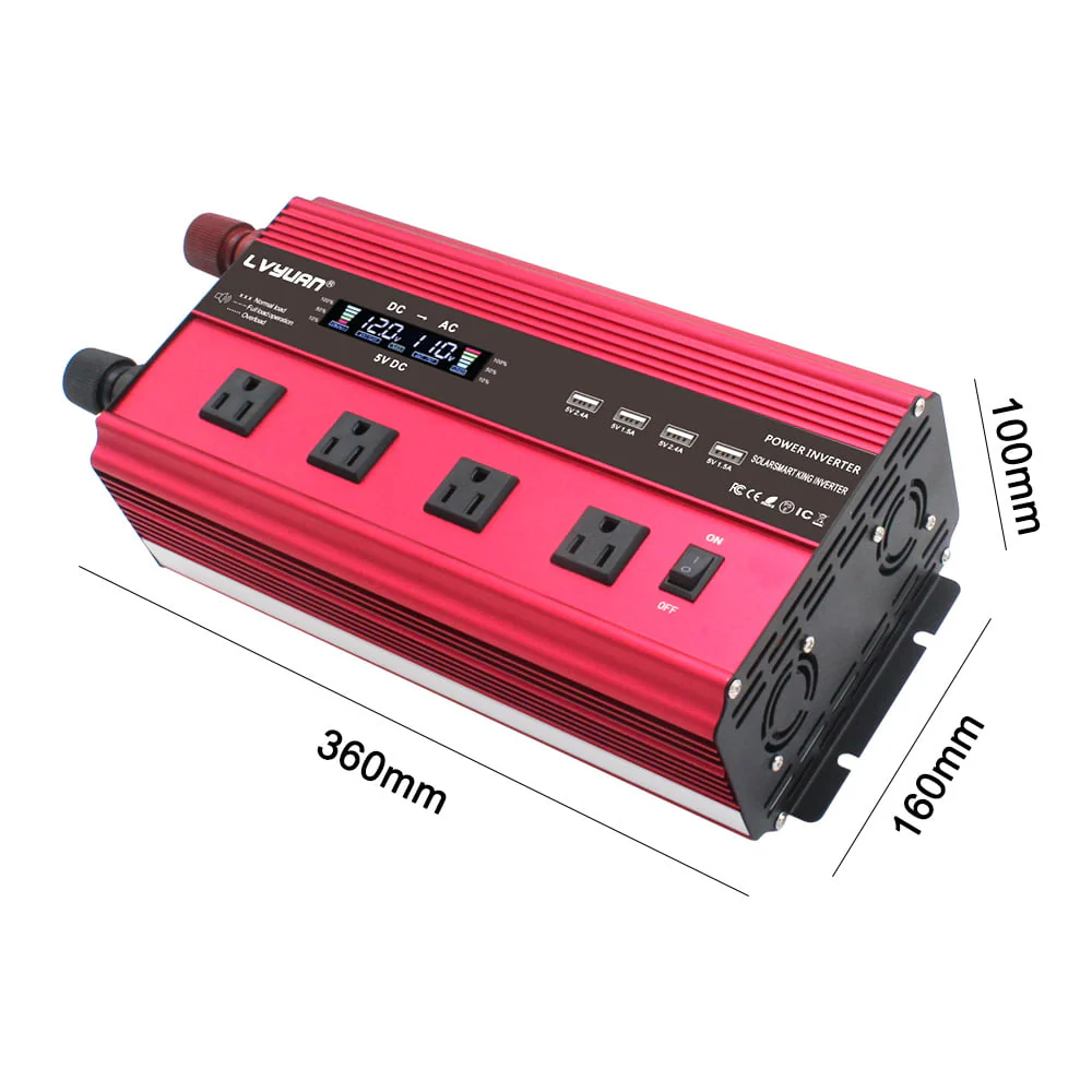 3000 Watts 6000 Watts Modified Sine Wave Power Inverter DC 12V to AC 110V 120V Car Converter 4USB 4AC Remote Control - Image 4