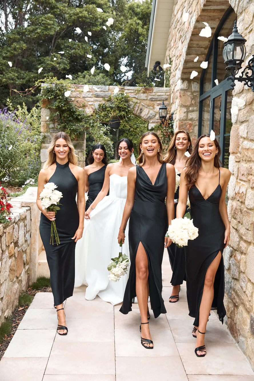 HELLO MOLLY The Penelope Cowl Satin Maxi Dress Black