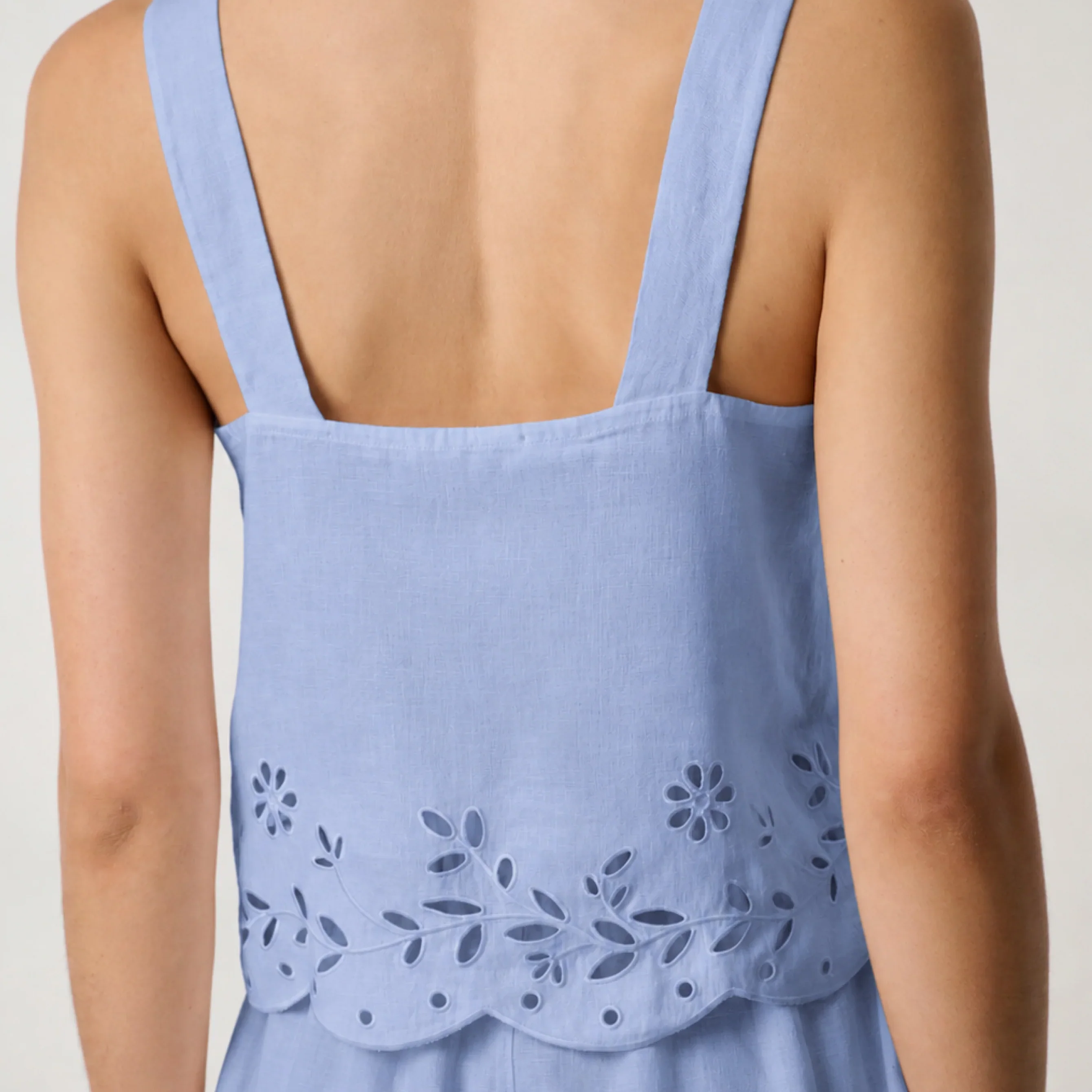 Linen Embroidered Eyelet Tank