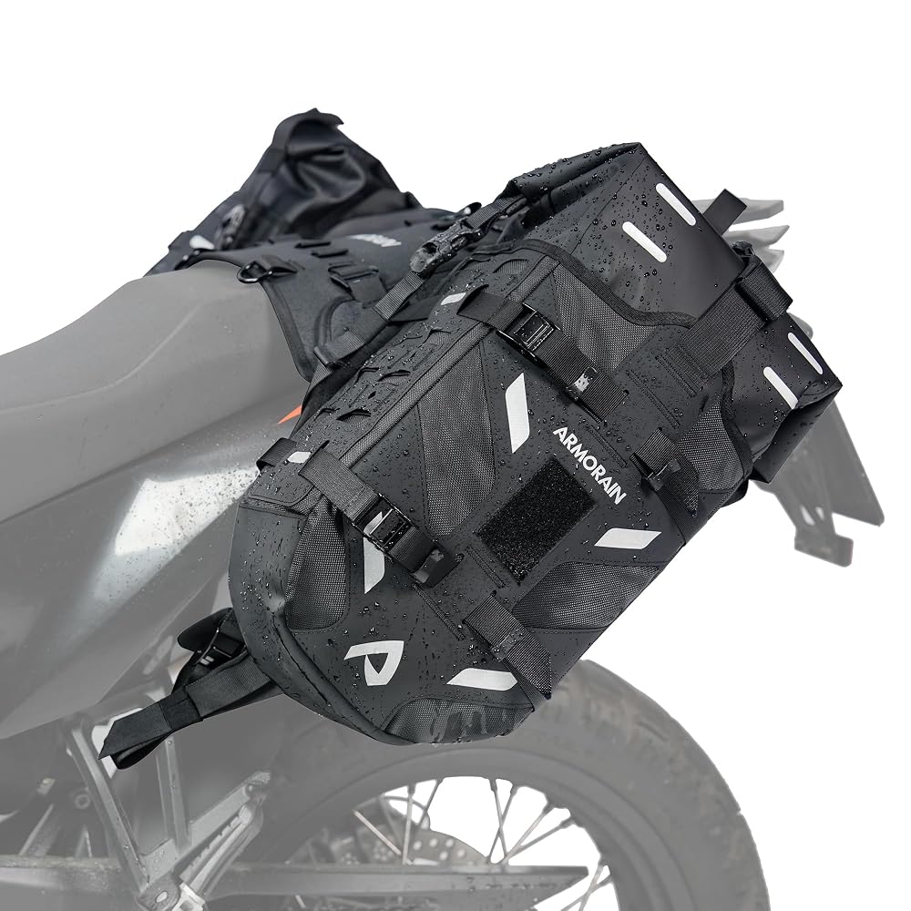 Motorcycle Saddlebags Waterproof 40L Rackless Luggage System Base Removable 2026 For Adventure,Riding Gear(20L*2) (Black)