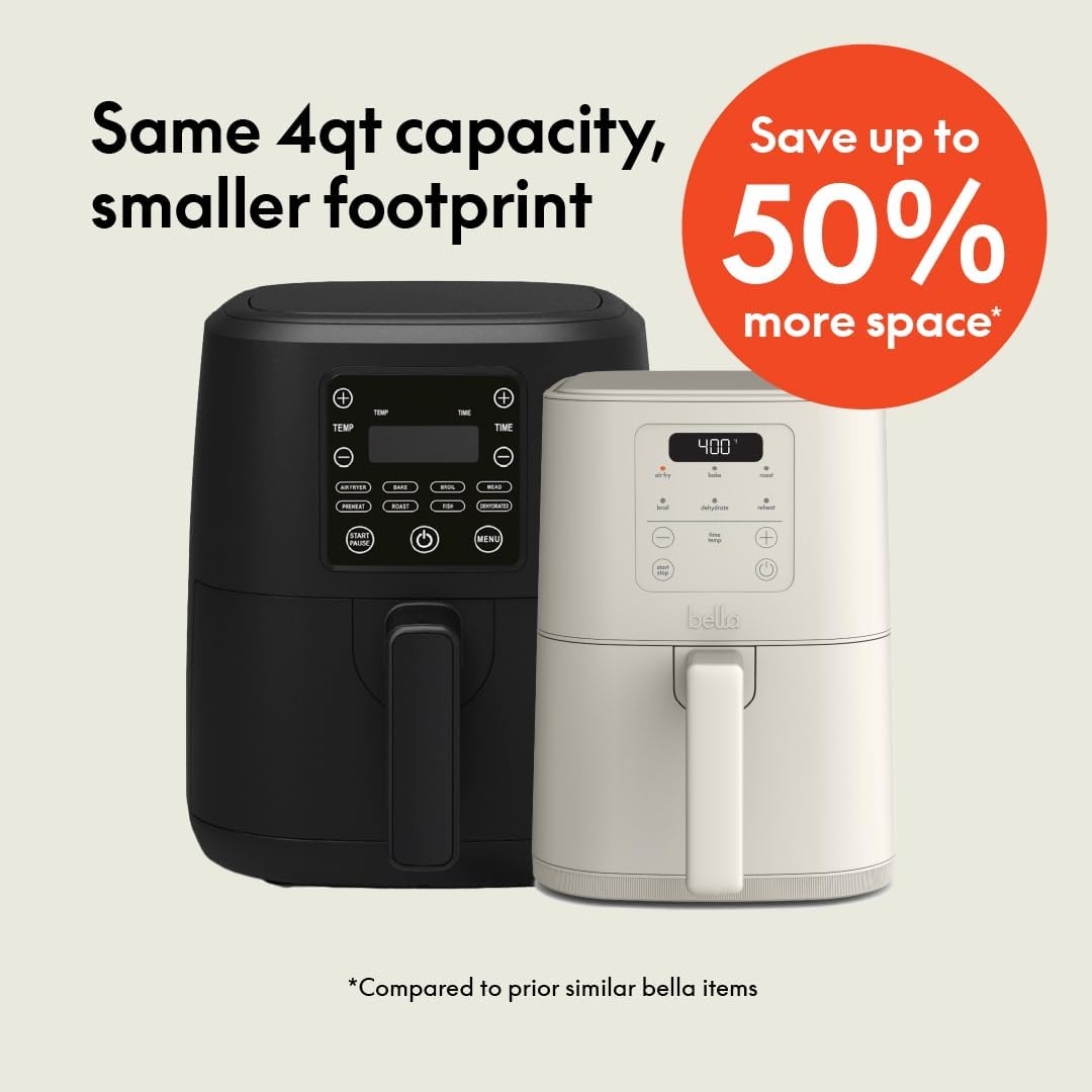 Bella Fits-anywhere™ Slim 4qt Air Fryer, Non-Toxic Coating, Oatmilk