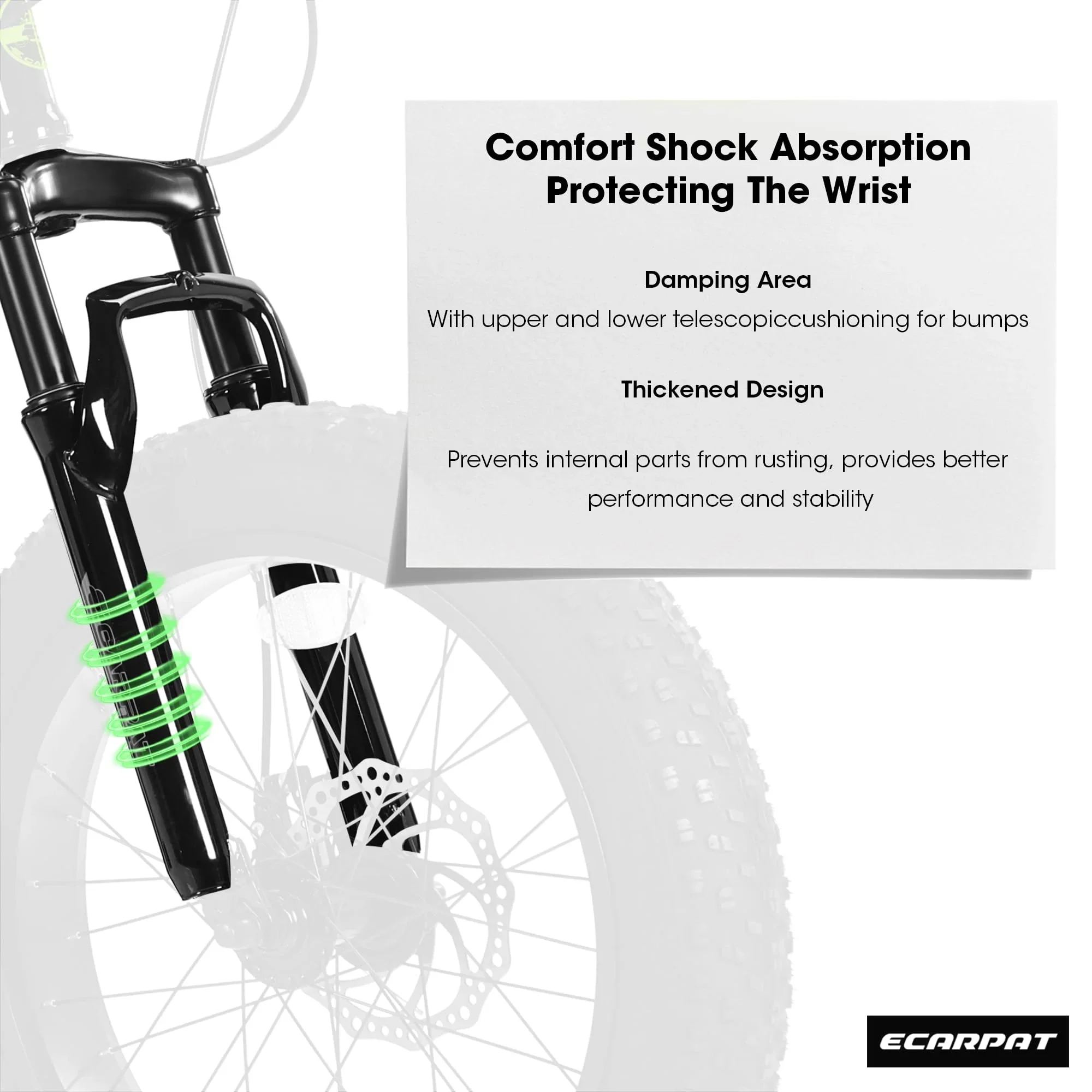 UPANBIKE 20 Inch Fat Tire Mountain Bike 4'' Wide Wheels 7-Speed Dual Disc Brakes High Carbon Steel Frame Front Suspension Snow Beach Trail Bike for Men & Women