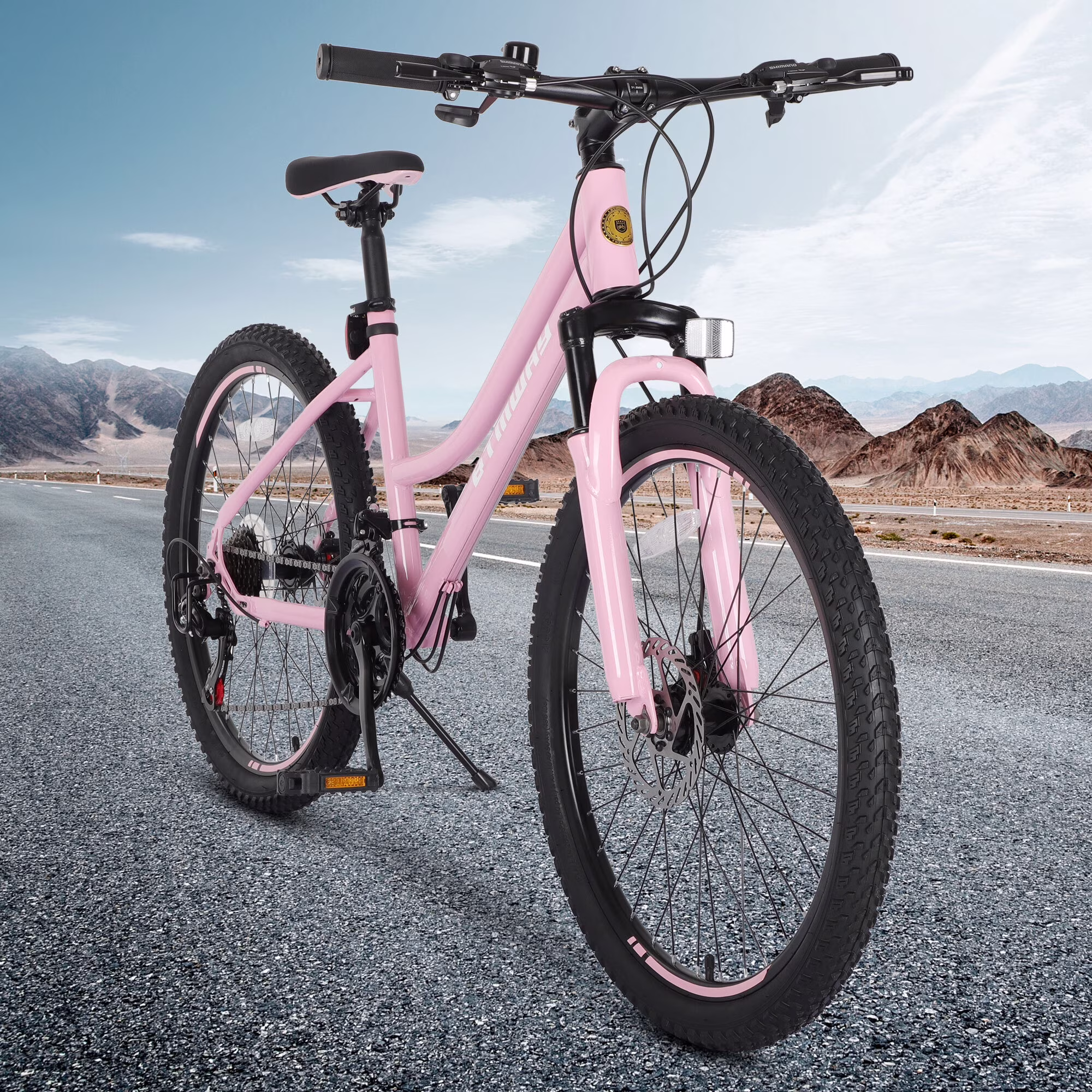 SHINPT 24 Mountain Bike for Teenagers and Adult, Mountain Bicycles with Dual Disc Brakes, Shimano 21 Speeds Bicycles for Men Women, Adult Bicycle with Comfort Saddle, Commuter Bike