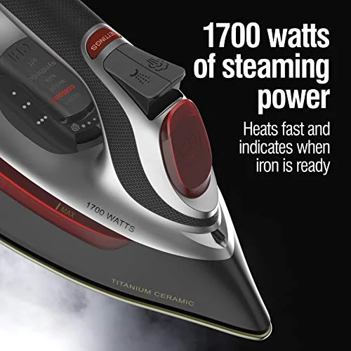 CHI Electronic Steam Iron with Titanium Infused Ceramic Soleplate, Adjustable Steam Lever, Professional Grade