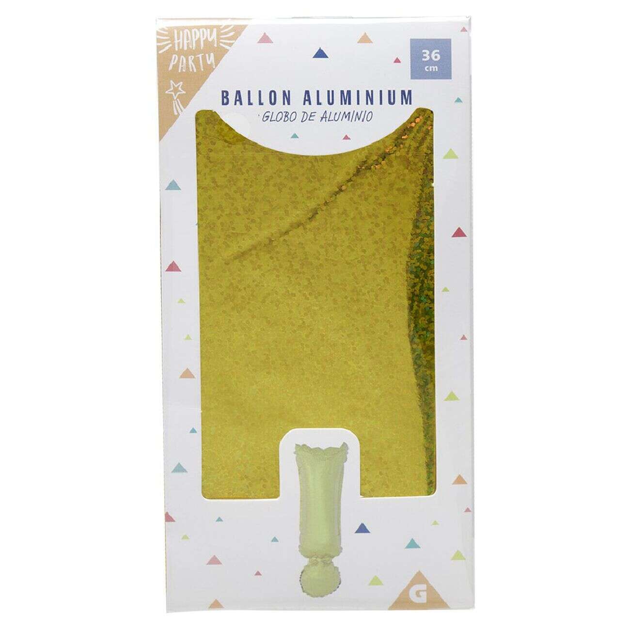 Ballon symbole ! point d'exclamation aluminium H36cm (2 modèles argenté ou doré)