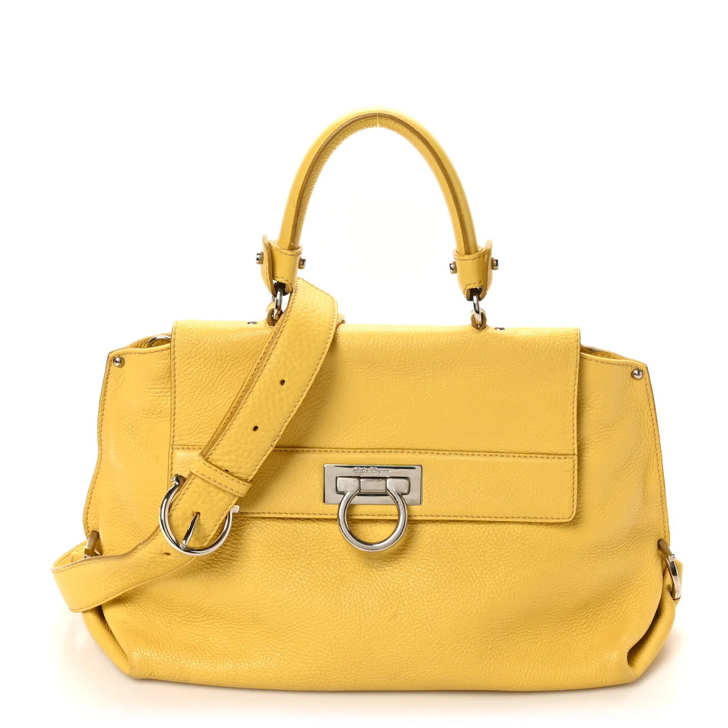 Calfskin Sofia Gancini Satchel Yellow