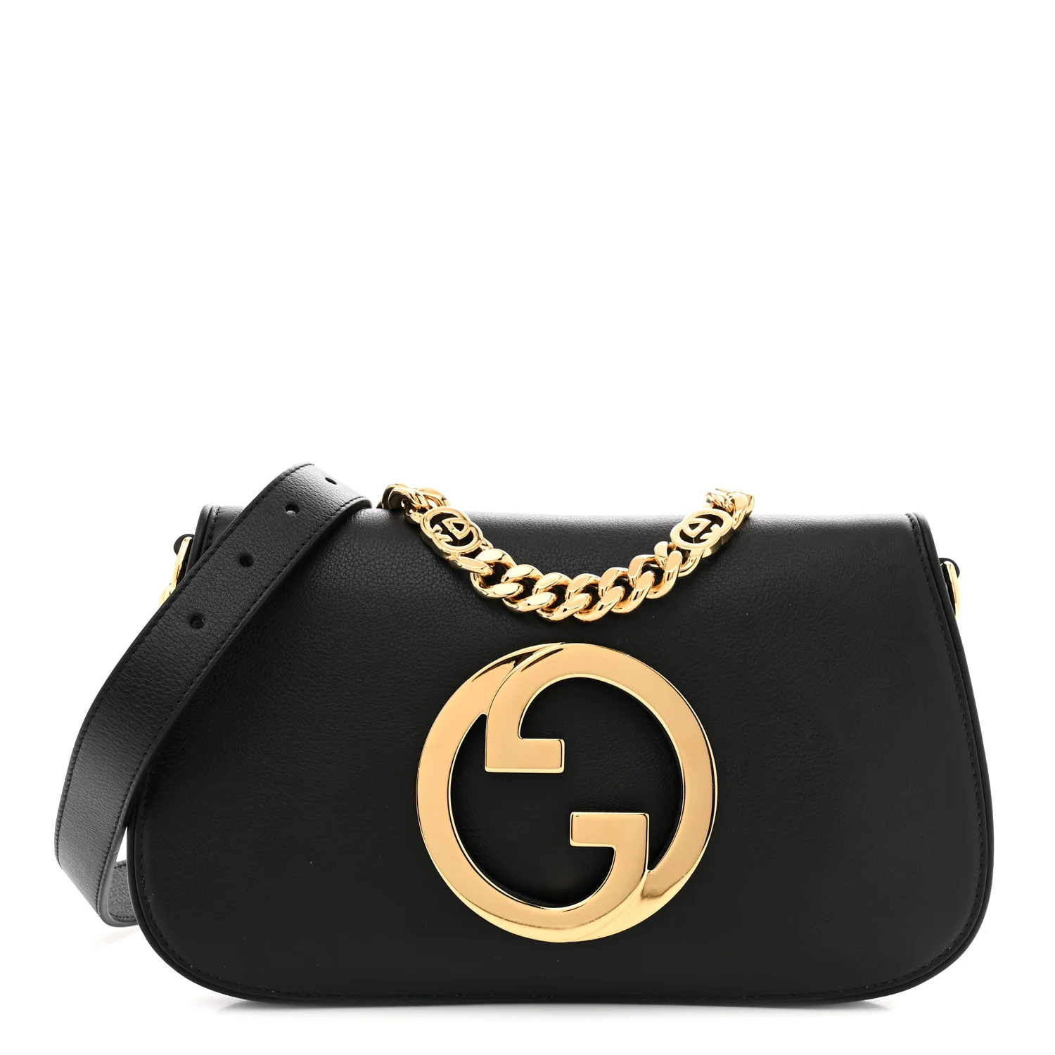 Roxy Calfskin Blondie Chain Shoulder Flap Bag Black