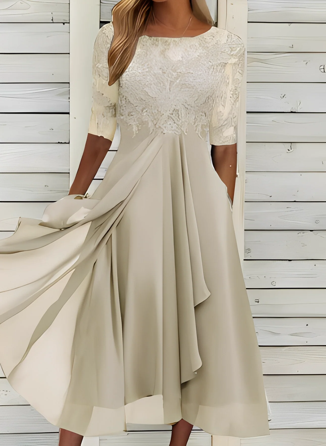 Lena – Robe midi pour femmes – Confortable et élégante