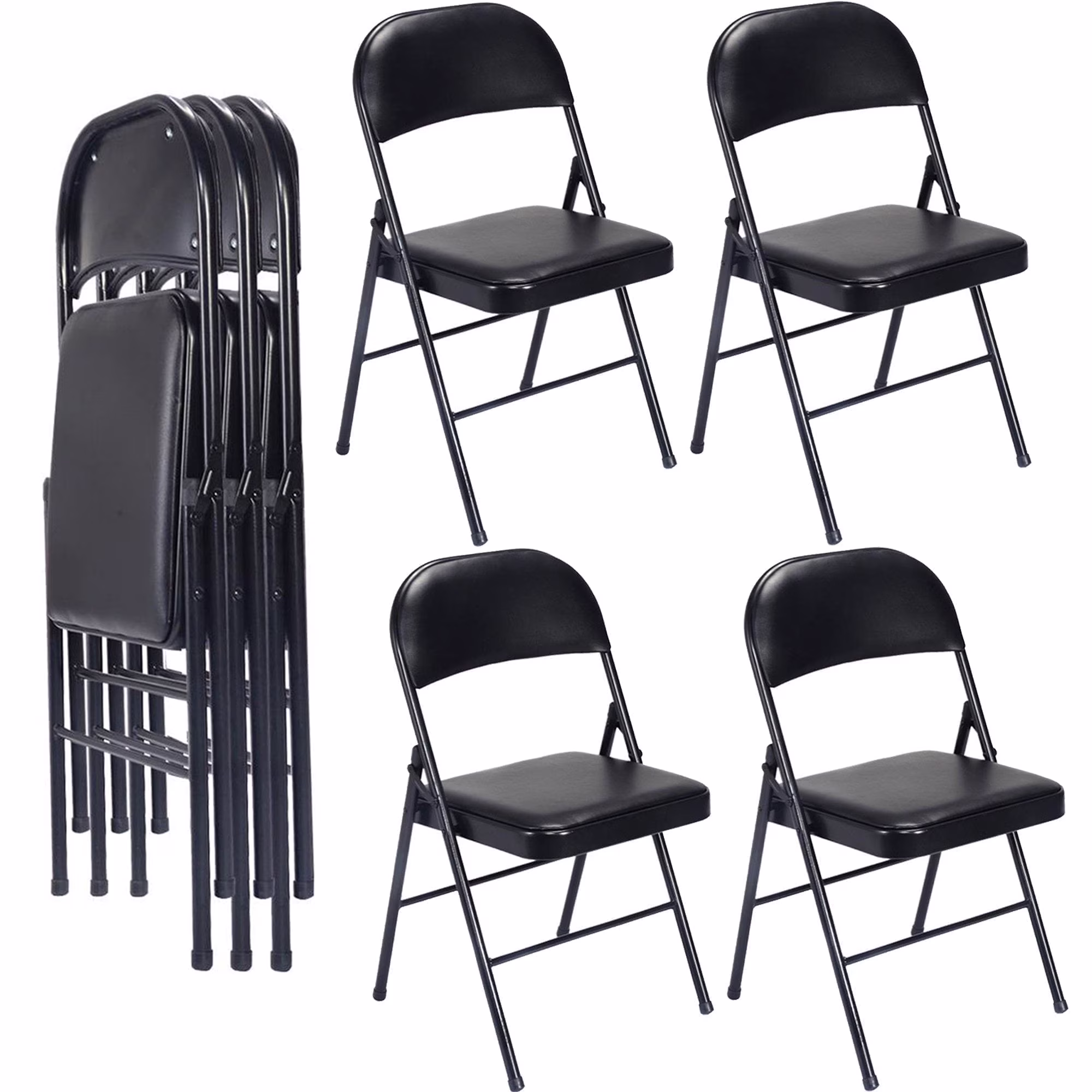Harigal Padded Folding Chair (4 Pack), Black