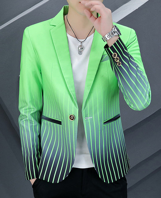 Blazer à rayures ombrées tendance, col à revers et un bouton