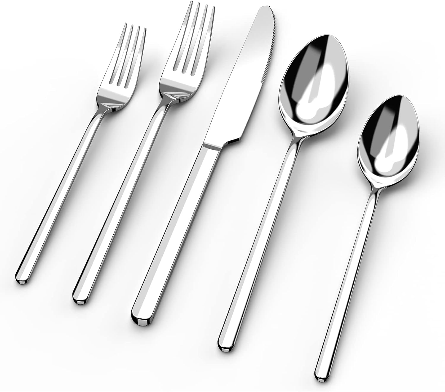 KINGSTONE Silverware Set, 20 Piece Flatware Cutlery Set for 4, 18/10 Stainless Steel Silverware Mirror Polished Dishwasher Safe for Home, Restaurant, Wedding, Party (Silver, 20 pieces for 4)