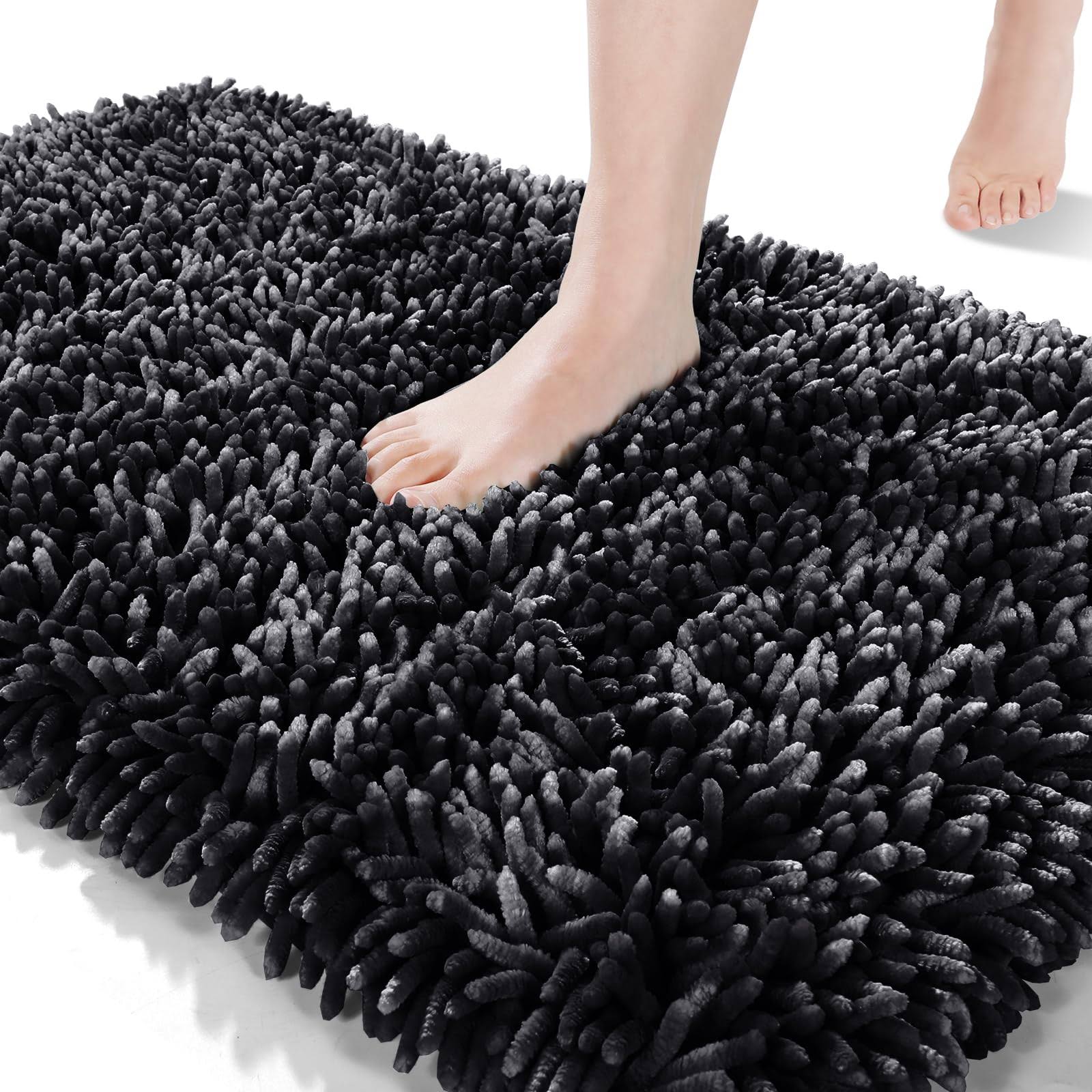 Yimobra Luxury Chenille Bath Rugs, Extra Soft and Absorbent Shaggy Bathroom Mat, Machine Washable, Non-Slip Plush Rugs Carpet for Tub, Shower Bath