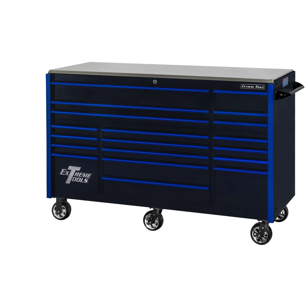 Caisson roulant Extreme Tools série RX250, 183 cm x 76 cm – 19 tiroirs – Glissières de tiroir supportant 113 kg