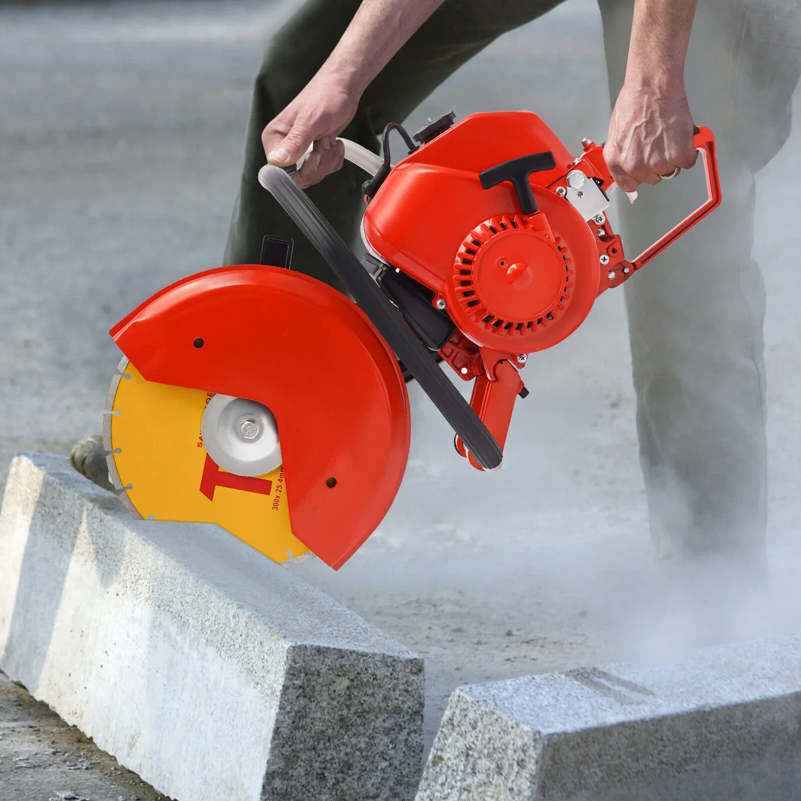 2 Stroke 78.5CC Gas Power Cement Concrete Cut off Saw Cutting Tool W/ Blade Red