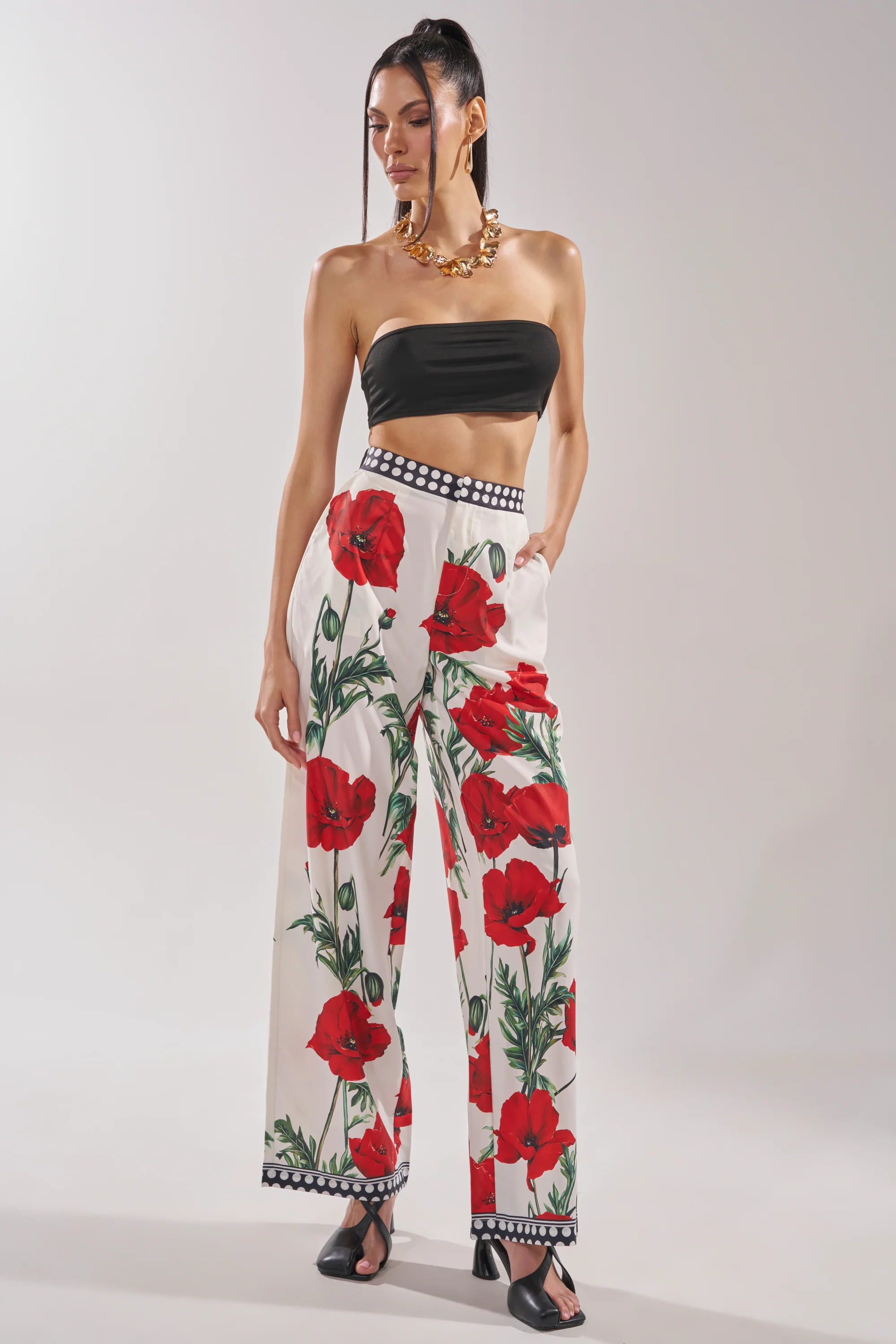 BELLADONNA PRINT PALAZZO PANTS IN WHITE MULTI - Akira Store