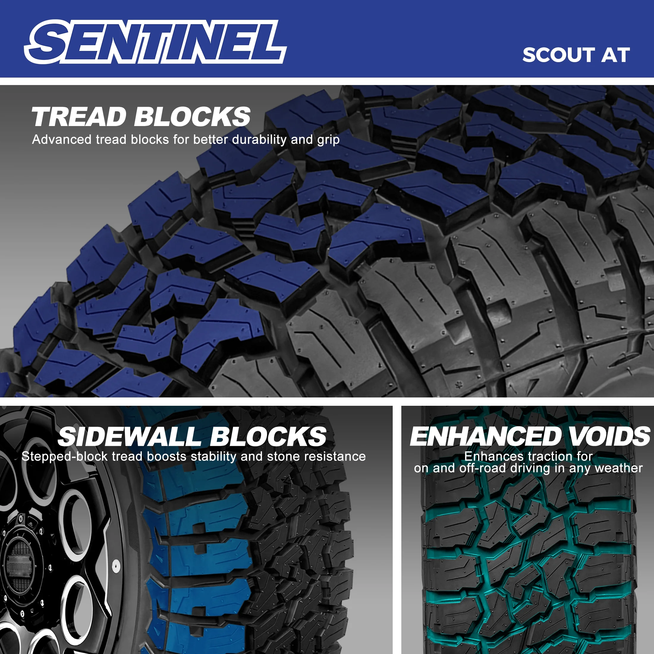 Sentinel Scout AT LT235/85R16 10 Ply 120S SUV Light Truck All-Terrain Tire 235/85/16(Tire Only)