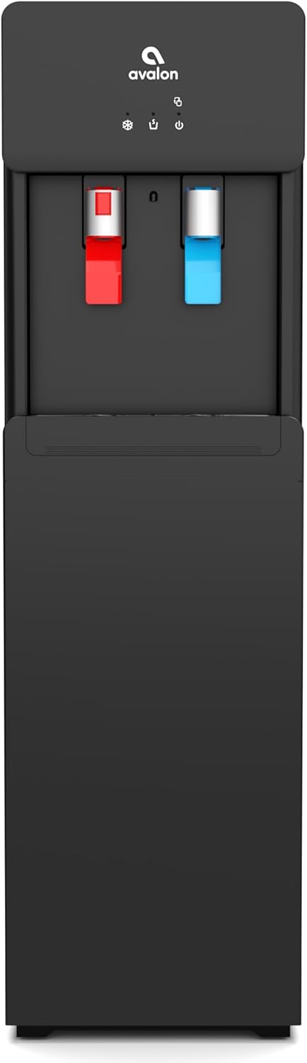 Avalon A6BLWTRCLRBLK Touchless Bottom Loading Cooler Dispenser-Hot & Cold Water, Child Safety Lock, Innovative Slim Design, Holds 3 or 5 Gallon Bottles-UL-Black