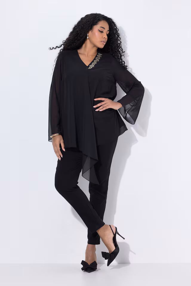 Layered Pointed Hem Chiffon Blouse