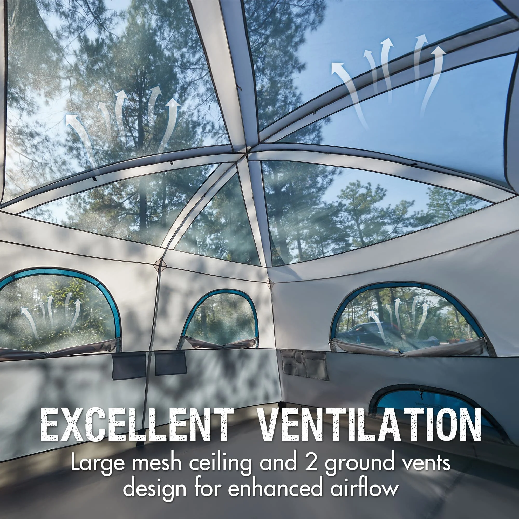 Family Camping Tent for 6/8/10 People with Porch Tall Height Good Ventilation Water Resistant Ideal for Outdoor Camping Backyard - Image 5