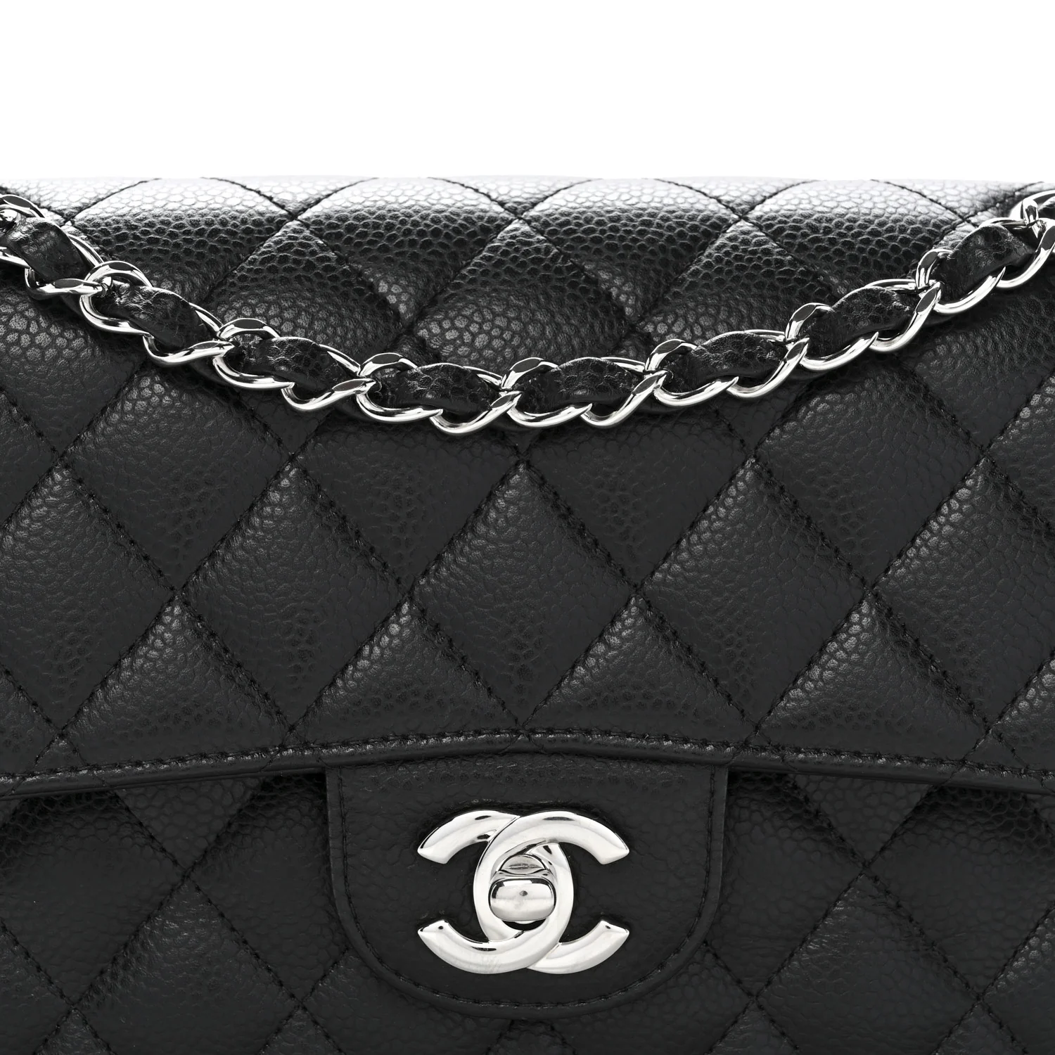 Caviar Quilted Small Double Flap Black