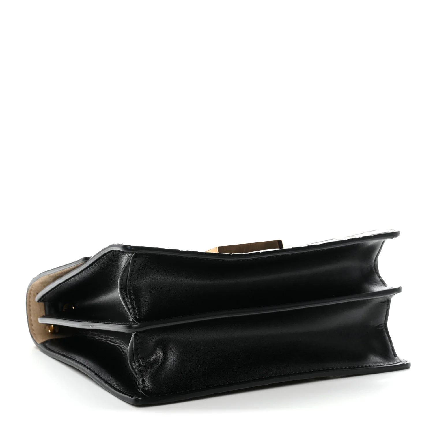 Vitello Liberty Bi-Color FF 1974 Embossed Small Kan U Shoulder Bag Maya Black