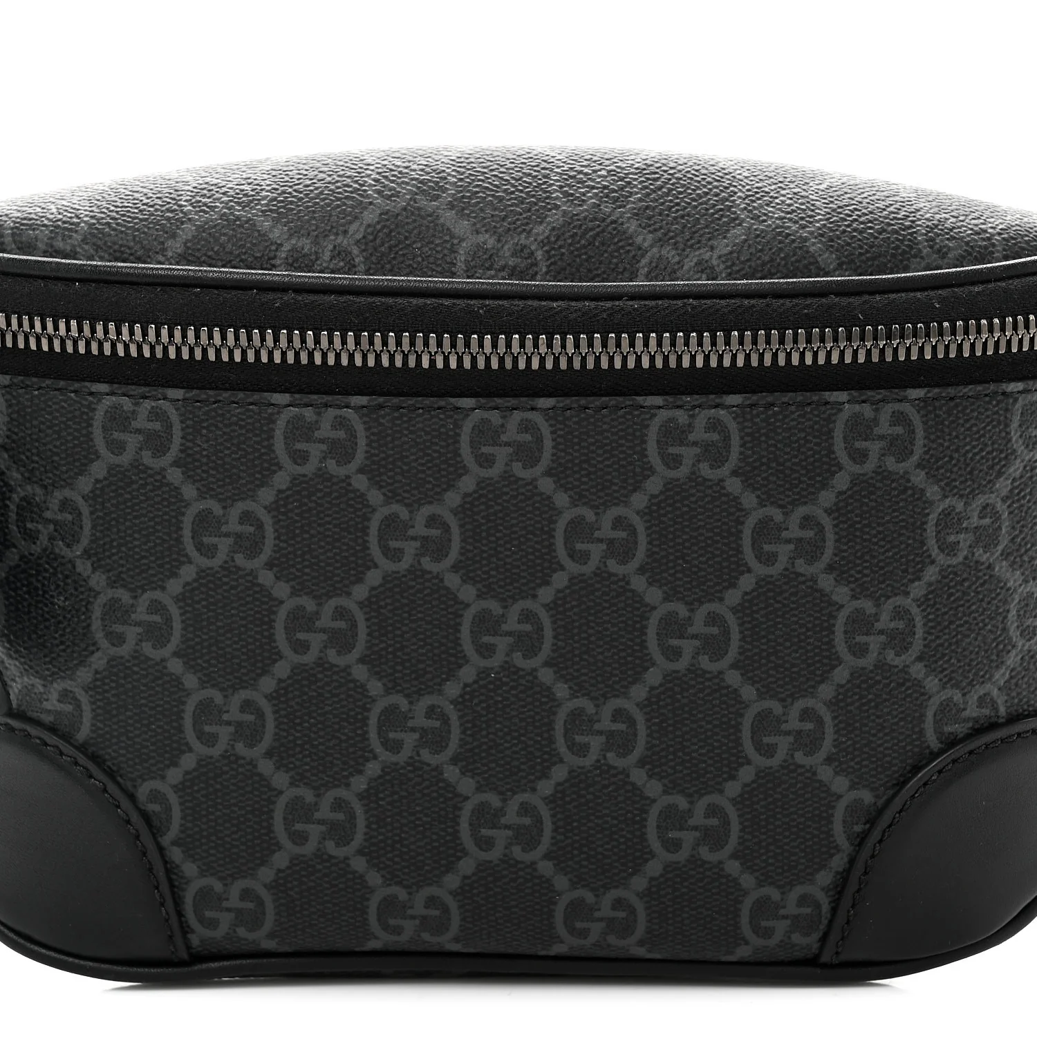 GG Supreme Monogram Emblem Calfskin Small Belt Bag Black Grey