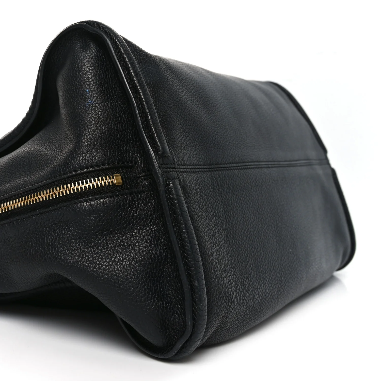 Pebbled Calfskin Large Skull Padlock Zip Around Tote Black