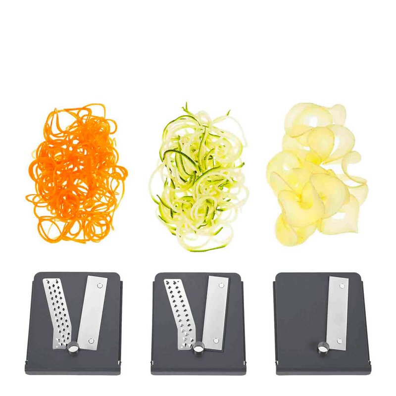 Spiralizer med 3 kniver: 2mm, 3mm og spiraler