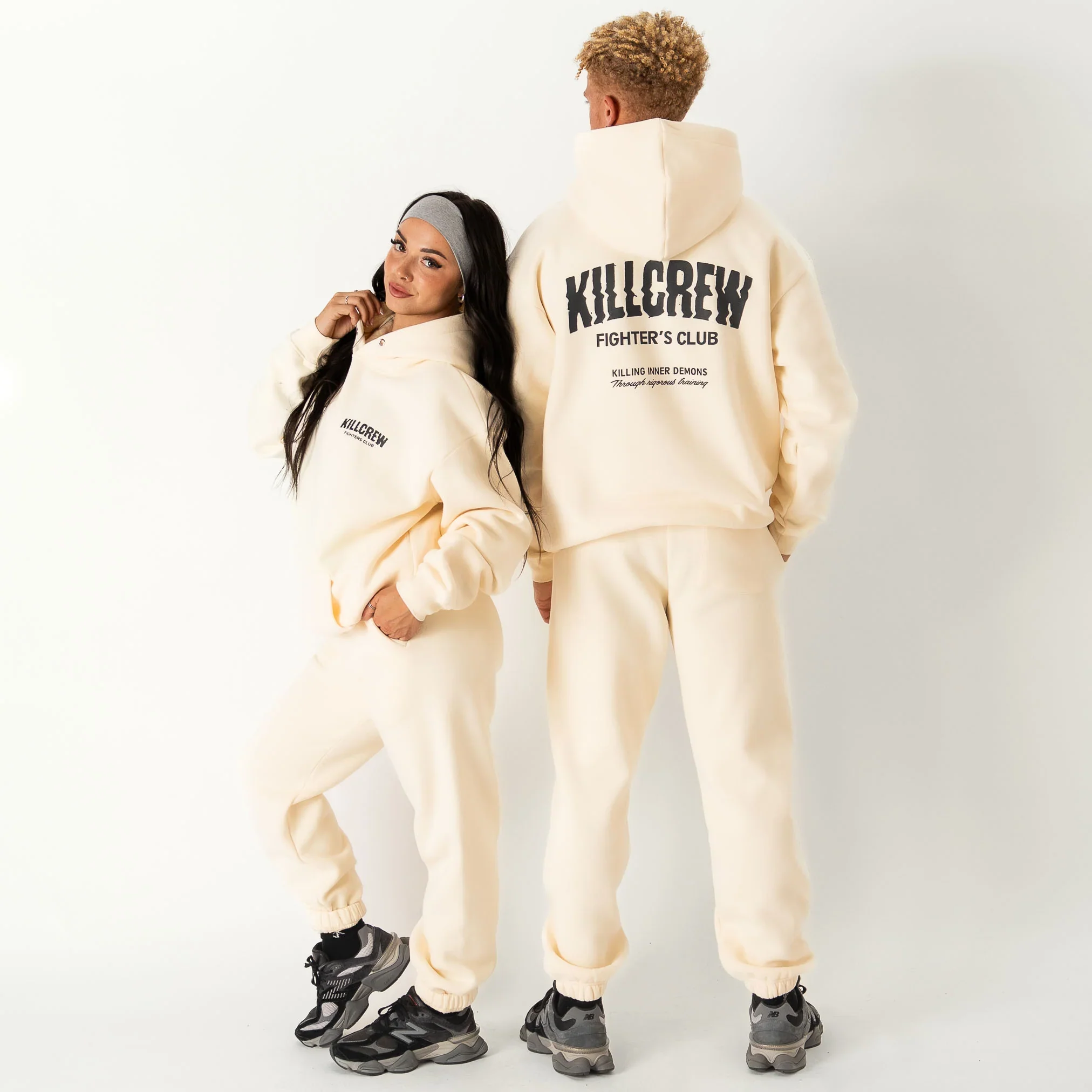 OVERSIZED LUX RIGOROUS TRAINING HOODIE - CREAM / BLACK