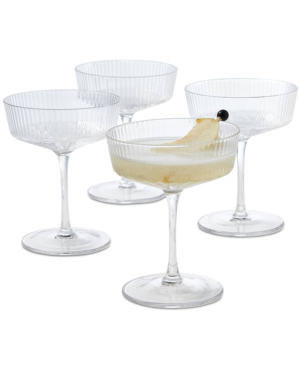 Hotel Collection Fluted Coupe Glasses, Set of 4, Created for Macys - Clear